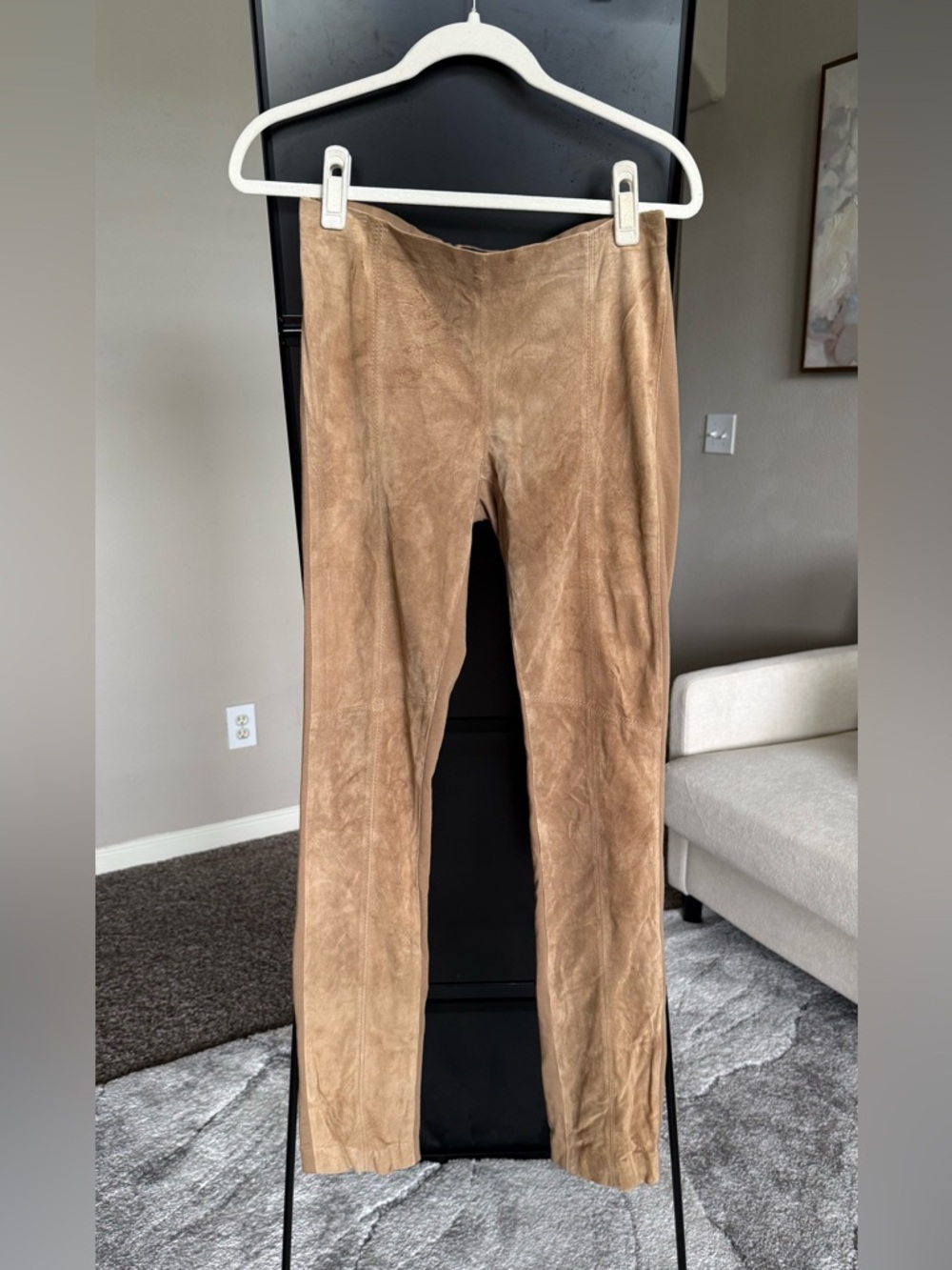 Le Mont St Michel Tan Suede-Look Stretch Pants